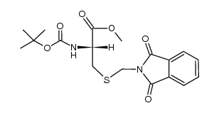 (R)-methyl 2-((tert-butoxycarbonyl)amino)-3-(((1,3-dioxoisoindolin-2-yl)methyl)thio)propanoate 结构式