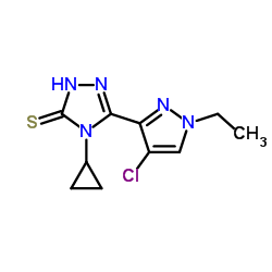 5-(4-CHLORO-1-ETHYL-1H-PYRAZOL-3-YL)-4-CYCLOPROPYL-4H-[1,2,4]TRIAZOLE-3-THIOL结构式