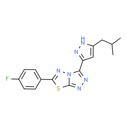 6-(4-fluorophenyl)-3-[5-(2-methylpropyl)-1H-pyrazol-3-yl][1,2,4]triazolo[3,4-b][1,3,4]thiadiazole结构式