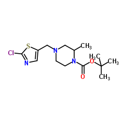 2-Methyl-2-propanyl 4-[(2-chloro-1,3-thiazol-5-yl)methyl]-2-methyl-1-piperazinecarboxylate structure