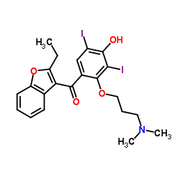 {2-[3-(Dimethylamino)propoxy]-4-hydroxy-3,5-diiodophenyl}(2-ethyl-1-benzofuran-3-yl)methanone Structure