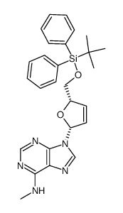 N6-methyl-9-(5-O-(tert-butyldiphenylsilyl)-2,3-dideoxy-β-D-glycero-pent-2-enofuranosyl)adenine Structure