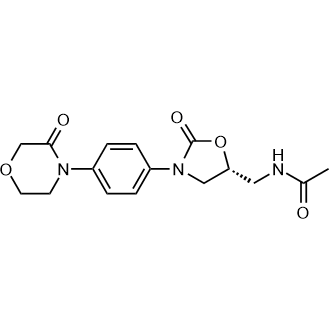 (R)-N-((2-氧代-3-(4-(3-氧代吗啉代)苯基)噁唑烷-5-基)甲基)乙酰胺结构式