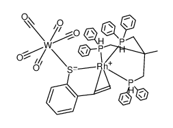 (triphos)Rh(η(3)-(CO)5W(2-vinylthiophenolate)) Structure