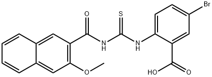 5-bromo-2-[[[[(3-methoxy-2-naphthalenyl)carbonyl]amino]thioxomethyl]amino]-benzoic acid结构式