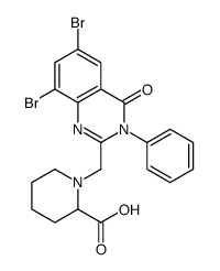 2-Piperidinecarboxylic acid, 1-((6,8-dibromo-3,4-dihydro-4-oxo-3-pheny l-2-quinazolinyl)methyl)- Structure