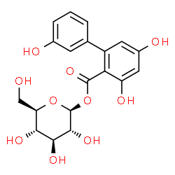 beta-D-Glucopyranose, 1-(3,3',5-trihydroxy(1,1'-biphenyl)-2-carboxylate)结构式