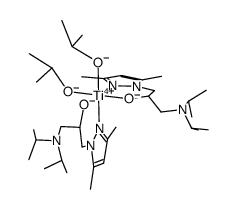 [(1-diisopropylamino-3-(3,5-dimethyl-pyrazol-1-yl)-propan-2-ol(-1H))2Ti(O-i-Pr)2]结构式