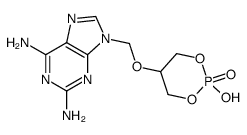 9-[(2-hydroxy-2-oxo-1,3,2λ5-dioxaphosphinan-5-yl)oxymethyl]purine-2,6-diamine结构式