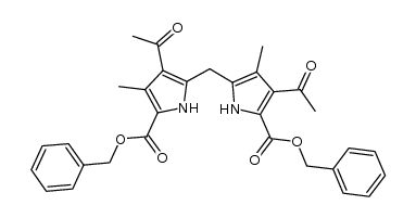 4,3'-diacetyl-5,5'-dibenzyloxycarbonyl-3,4'-dimethyl-2,2'-dipyrrylmethane结构式