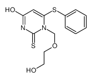 1-(2-hydroxyethoxymethyl)-6-phenylsulfanyl-2-sulfanylidenepyrimidin-4-one结构式