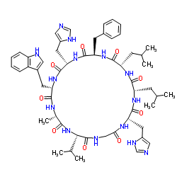 CYCLO(-D-PHE-HIS-TRP-ALA-VAL-GLY-HIS-LEU-LEU) Structure