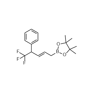 4,4,5,5-四甲基-2-(5,5,5-三氟-4-苯基戊-2-烯-1-基)-1,3,2-二氧杂硼烷结构式