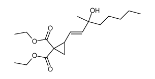 diethyl trans-2-(3-hydroxy-3-methyl-1-octenyl)cyclopropane-1,1-dicarboxylate结构式