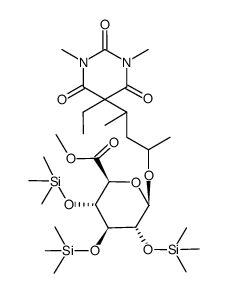 3-(5-Ethylhexahydro-1,3-dimethyl-2,4,6-trioxopyrimidin-5-yl)-1-methylbutyl 2-O,3-O,4-O-tris(trimethylsilyl)-6-O-methyl-D-glucopyranosiduronic acid结构式