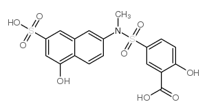 6-(3-carboxy-4-hydroxyphenylsulfonamido)-N-methyl-1-naphthol-3-sulfonic acid structure