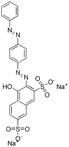 4-Hydroxy-3-[[4-(phenylazo)phenyl]azo]naphthalene-2,7-disulfonic acid disodium salt structure