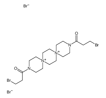 3-bromo-1-[12-(3-bromopropanoyl)-3,12-diaza-6,9-diazoniadispiro[5.2.59.26]hexadecan-3-yl]propan-1-one,dibromide结构式