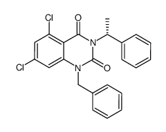 1-benzyl-5,7-dichloro-3-((R)-1-phenyl-ethyl)-1H-quinazoline-2,4-dione Structure