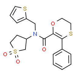 N-(1,1-dioxidotetrahydrothiophen-3-yl)-3-phenyl-N-(thiophen-2-ylmethyl)-5,6-dihydro-1,4-oxathiine-2-carboxamide Structure