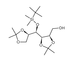 ((4R,5R)-5-((R)-((tert-butyldimethylsilyl)oxy)((R)-2,2-dimethyl-1,3-dioxolan-4-yl)methyl)-2,2-dimethyl-1,3-dioxolan-4-yl)methanol结构式