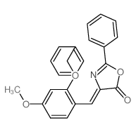 4-[(4-methoxy-2-phenylmethoxy-phenyl)methyl]-2-phenyl-4H-1,3-oxazol-5-one structure