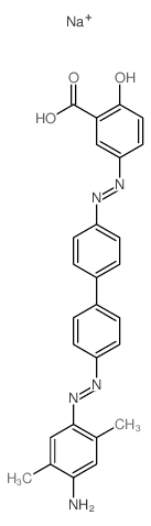 Benzoic acid,5-[2-[4'-[2-(4-amino-2,5-dimethylphenyl)diazenyl][1,1'-biphenyl]-4-yl]diazenyl]-2-hydroxy-,sodium salt (1:1) structure