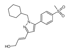 1-(3-((1E)-3-hydroxyprop-1-enyl)1-(cyclohexylmethyl)pyrazol-5-yl)-4-(methylsulfonyl)benzene结构式