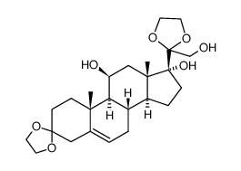 11,17,21-三羟基-孕烯-5-烯-3,20-二酮3,20-二乙烯缩酮结构式