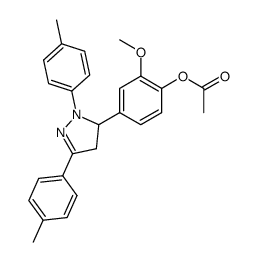 4-(1,3-di-p-tolyl-4,5-dihydro-1H-pyrazol-5-yl)-2-methoxyphenyl acetate结构式