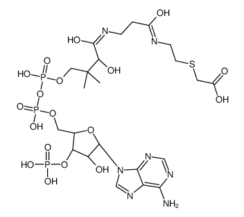 2-[2-[3-[[(2R)-4-[[[(2R,3S,4R,5R)-5-(6-aminopurin-9-yl)-4-hydroxy-3-phosphonooxyoxolan-2-yl]methoxy-hydroxyphosphoryl]oxy-hydroxyphosphoryl]oxy-2-hydroxy-3,3-dimethylbutanoyl]amino]propanoylamino]ethylsulfanyl]acetic acid结构式