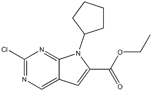 ethyl 2-chloro-7-cyclopentyl-7H-pyrrolo[2,3-d]pyrimidine-6-carboxylate结构式