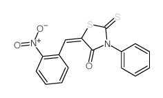 5-[(2-nitrophenyl)methylidene]-3-phenyl-2-sulfanylidene-thiazolidin-4-one结构式