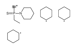 ethyl-piperidin-1-yl-sulfanylidene-tricyclohexylstannylsulfanyl-λ5-phosphane Structure