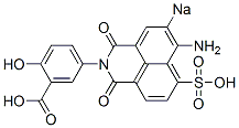 5-(6-Amino-1,3-dioxo-5-sodiosulfo-1H-benzo[de]isoquinoline-2(3H)-yl)-2-hydroxybenzoic acid结构式