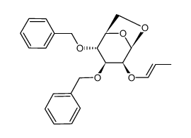 (1R,2R,3S,4S,5R)-2,3-bis(benzyloxy)-4-(((E)-prop-1-en-1-yl)oxy)-6,8-dioxabicyclo[3.2.1]octane结构式