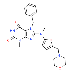 1H-Purine-2,6-dione,3,7-dihydro-3-methyl-8-[methyl[5-(4-morpholinylmethyl)-2-furanyl]amino]-7-(phenylmethyl)-结构式