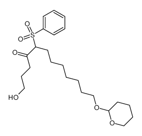 1-hydroxy-5-(phenylsulfonyl)-12-[(tetrahydro-2H-pyran-2-yl)oxy]dodecan-4-one Structure