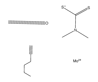 Mo(CO)(1-hexyne)(S2CNMe2)2 Structure