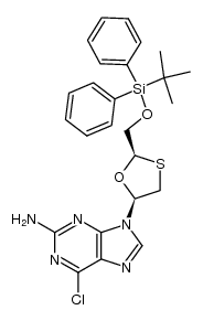 (+)-(2R,5S)-2-amino-6-chloro-9-[2-[[(tert-butyldiphenylsilyl)oxy]methyl]-1,3-oxathiolan-5-yl]purine Structure