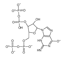 Guanosine 3'-(trihydrogen diphosphate), 5'-(trihydrogen diphosphate) structure