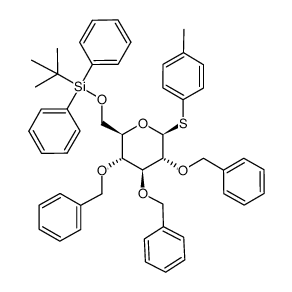 p-tolyl 2,3,4-tri-O-benzyl-6-O-tert-butyldiphenylsilyl-1-thio-α-D-glucopyranoside结构式