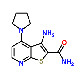 3-Amino-4-(1-pyrrolidinyl)thieno[2,3-b]pyridine-2-carboxamide结构式