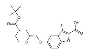 2R-(2-carboxy-3-methyl-benzofuran-5-yloxymethyl)-morpholine-4-carboxylic acid tert-butyl ester Structure