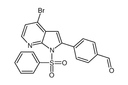 4-[4-Bromo-1-(phenylsulfonyl)-1H-pyrrolo[2,3-b]pyridin-2-yl]benza ldehyde结构式