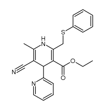 ethyl 5'-cyano-6'-methyl-2'-((phenylthio)methyl)-1',4'-dihydro-[2,4'-bipyridine]-3'-carboxylate Structure