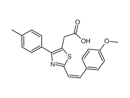 2-[2-[(E)-2-(4-methoxyphenyl)ethenyl]-4-(4-methylphenyl)-1,3-thiazol-5-yl]acetic acid结构式