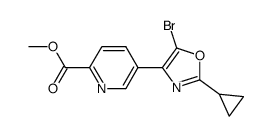 methyl 5-(5-bromo-2-cyclopropyl-1,3-oxazol-4-yl)pyridine-2-carboxylate结构式