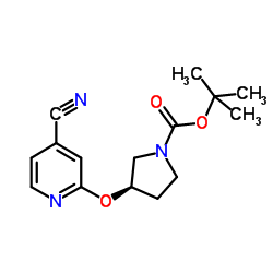 2-Methyl-2-propanyl (3R)-3-[(4-cyano-2-pyridinyl)oxy]-1-pyrrolidinecarboxylate Structure