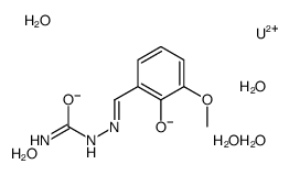 dioxouranium(2+),N'-[(E)-(3-methoxy-2-oxidophenyl)methylideneamino]carbamimidate,trihydrate结构式